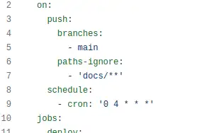 Cron schedule in the GitHub actions workflow