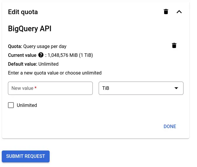 Update quota panel